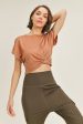 Mono B Twisted Front TENCEL Cropped Athleisure Top Hot on Sale