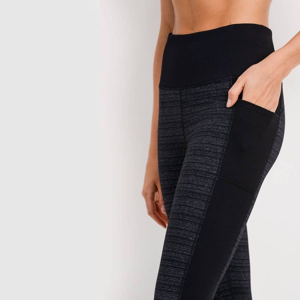 Dark Striped Colorblock Cuffed Leggings For Discount