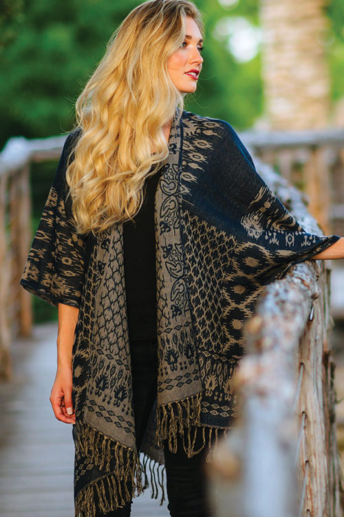 Sevya Sajani Wool & Cotton Poncho Online now