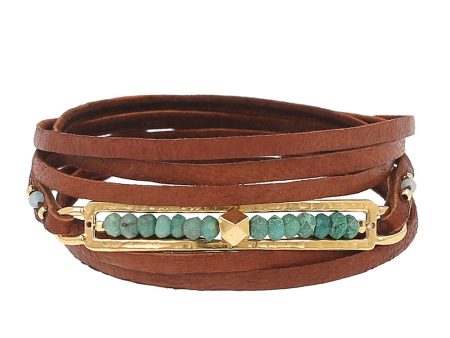 Chan Luu Green Opal Flat Leather Bracelet on Sale