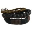 Set of 4 Wood & Cord Wrap Men s Bracelet Online now