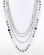 Long Beaded Multi Strand Necklace in Gray Online Sale