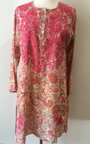 Silk Long Tunic in Coral Discount