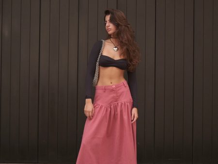 SAND STRIPE SKIRT (CHERRY) on Sale