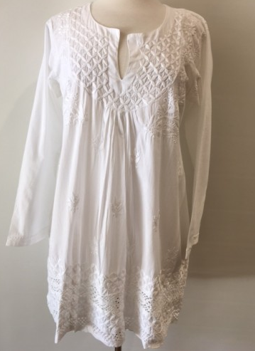 White Embroidered Tunic Top Online Hot Sale