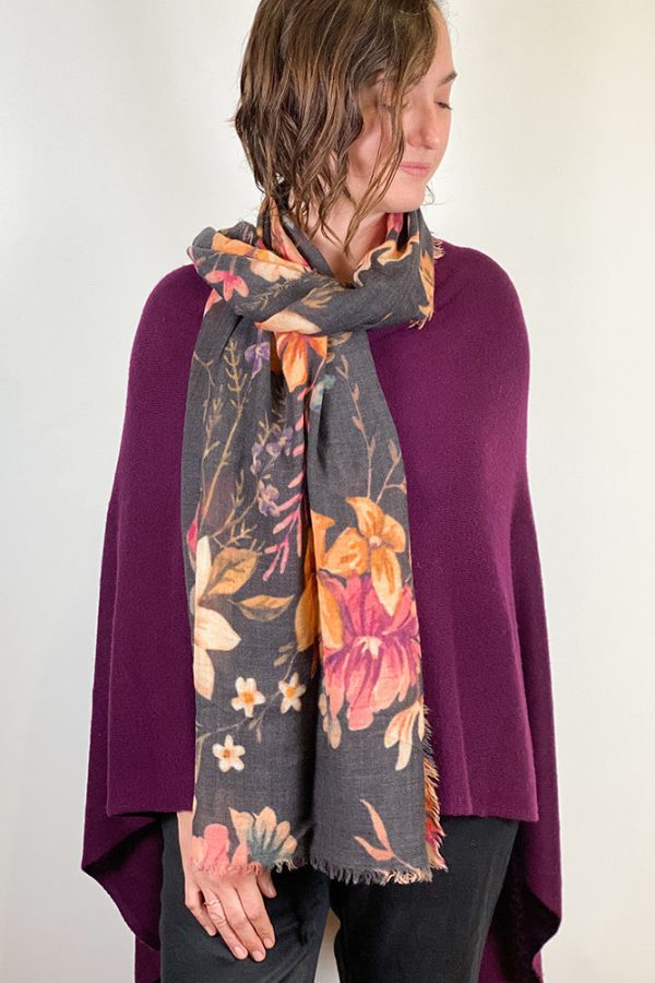 Dolma Cashmere Poncho Eggplant Online Sale