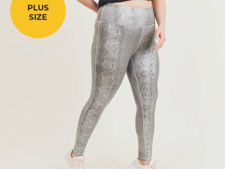 Mono B Plus Silver Snake Print Highwaist Leggings Online now