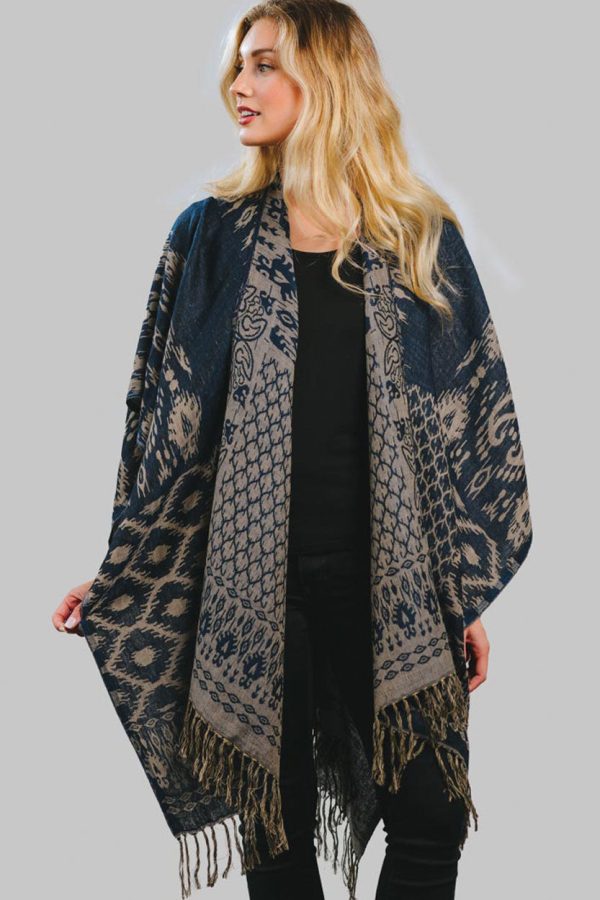 Sevya Sajani Wool & Cotton Poncho Online now