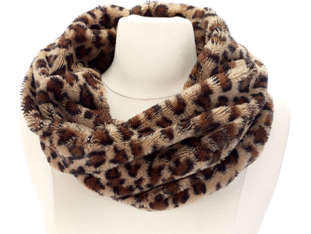 Leopard Print Fur Infinity Scarf on Sale