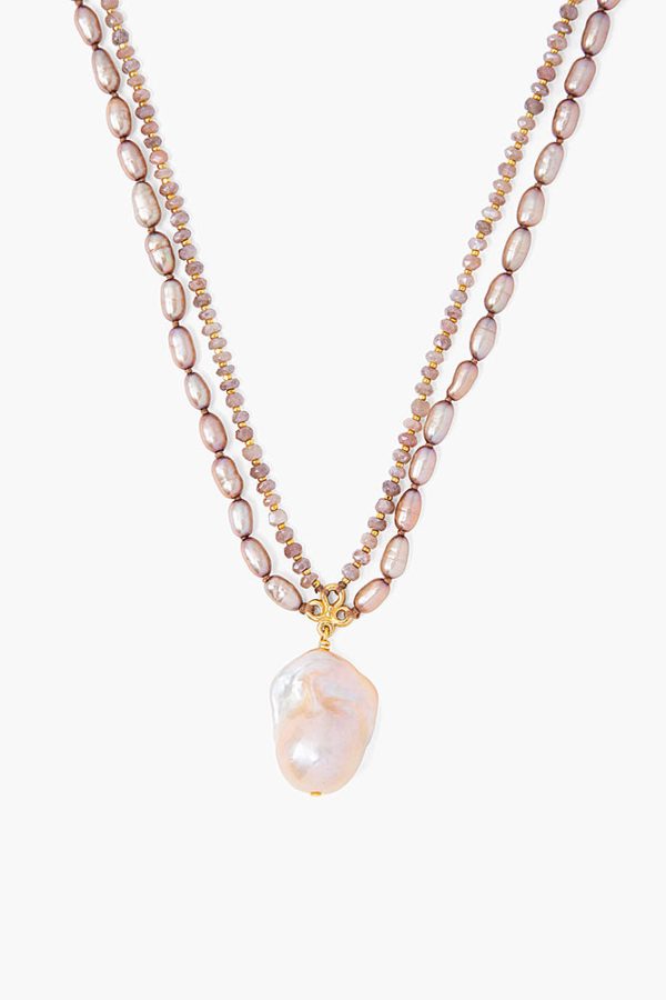 Chan Luu Taupe Pearl Mix Baroque Pendant Necklace Sale