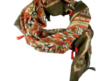 Tasseled Chevron Scarf Orange Sale