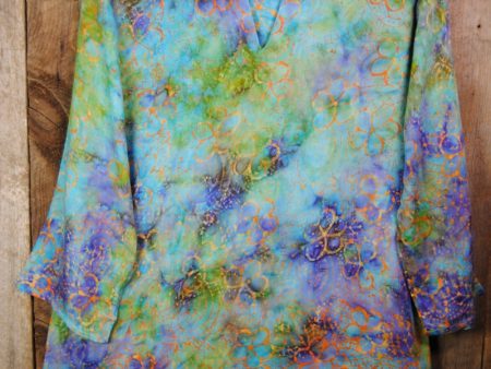 Batik Tunic Top Tie Dye Floral on Sale